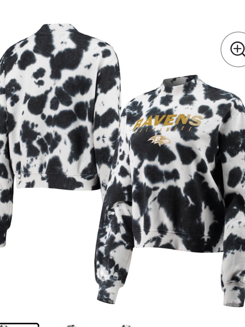 Junk Food Clothing Baltimore Ravens Black and White Tie-Dye Crewneck Sweatshirt